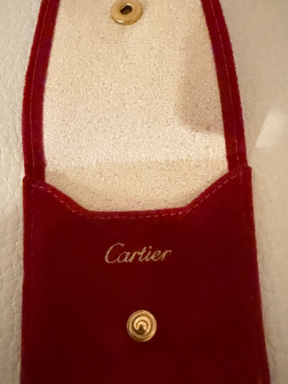 Cartier mini Red Jewelry Travel/Storage Pouch Ring Earrings Size 2 3/4” x 2.5”
